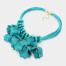 Load image into Gallery viewer, Turquoise Flower Petal Beads Statement Necklace
