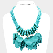 Load image into Gallery viewer, Turquoise Flower Petal Beads Statement Necklace

