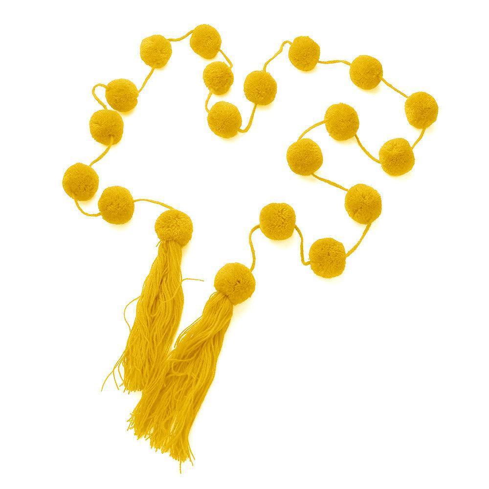 Yellow Pom Pom Station Tassel Long Necklace - Jewelry Store by Erik Rayo
