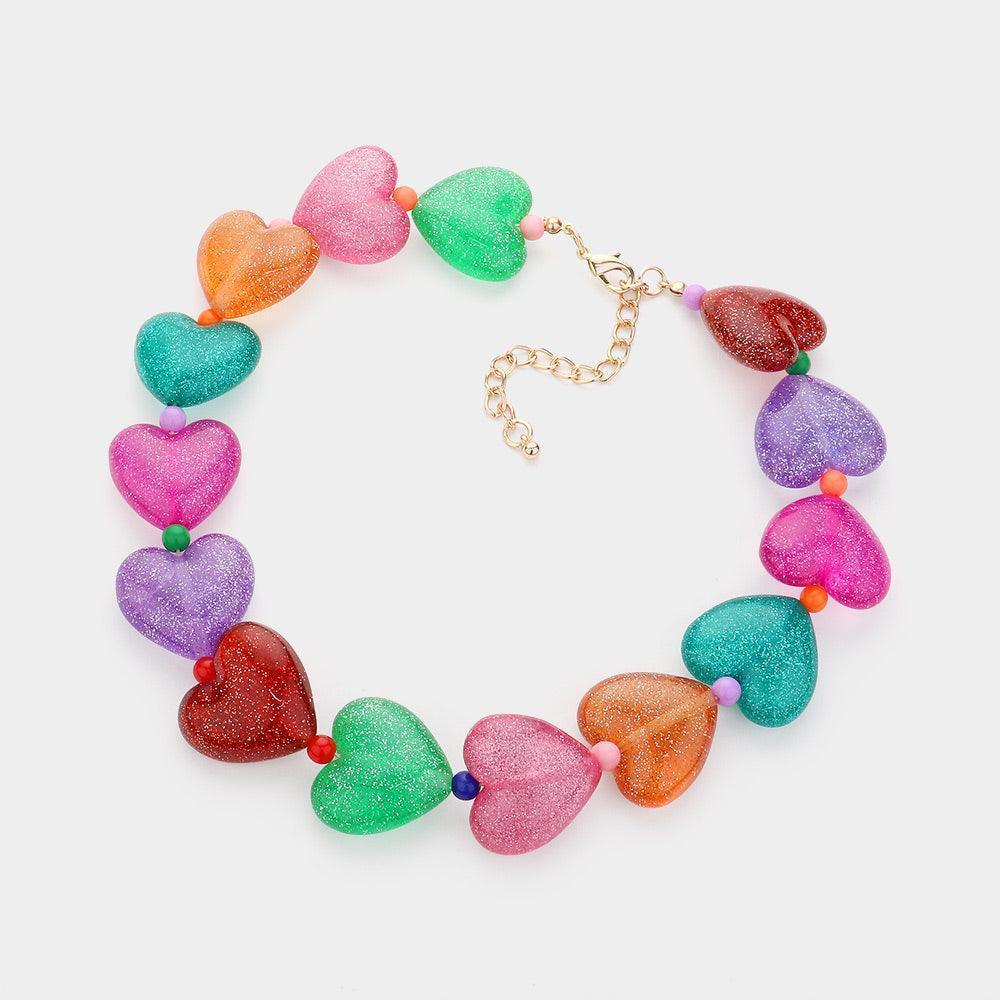 Chunky Resin Heart Beaded Necklace - Jewelry Store by Erik Rayo