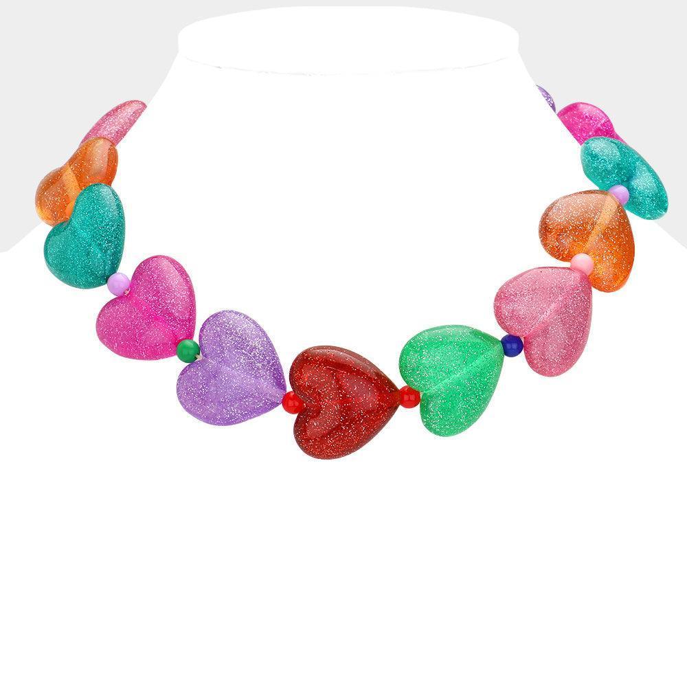 Chunky Resin Heart Beaded Necklace - Jewelry Store by Erik Rayo
