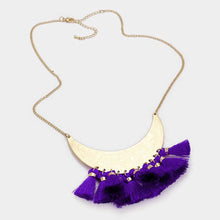 Load image into Gallery viewer, Purple Metal Crescent Tassel Fringe Necklace
