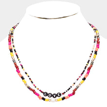 Load image into Gallery viewer, Gold Multi Color Bead Statement Love Layered Necklace
