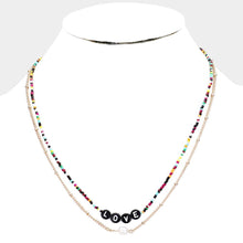 Load image into Gallery viewer, Gold Multi Color Bead Statement Love Pearl Layered Necklace
