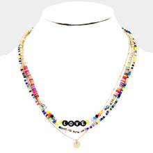 Load image into Gallery viewer, Gold 
Multi Color Bead Statement Love Layered Necklace
