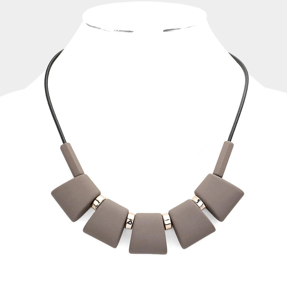 Brown Resin Collar Bib Necklace