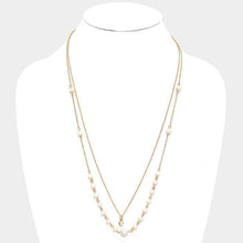 Load image into Gallery viewer, Gold Double Layer Crystal Pearl Necklace
