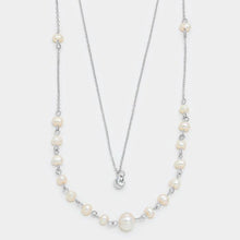 Load image into Gallery viewer, Cream Double Layer Crystal Pearl Necklace
