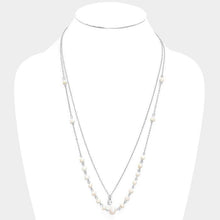 Load image into Gallery viewer, Cream Double Layer Crystal Pearl Necklace
