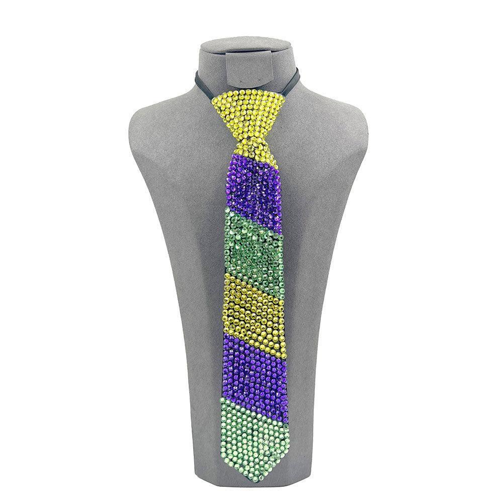 Yellow Mardi Gras Bling Neck Tie Necklace - Jewelry Store by Erik Rayo
