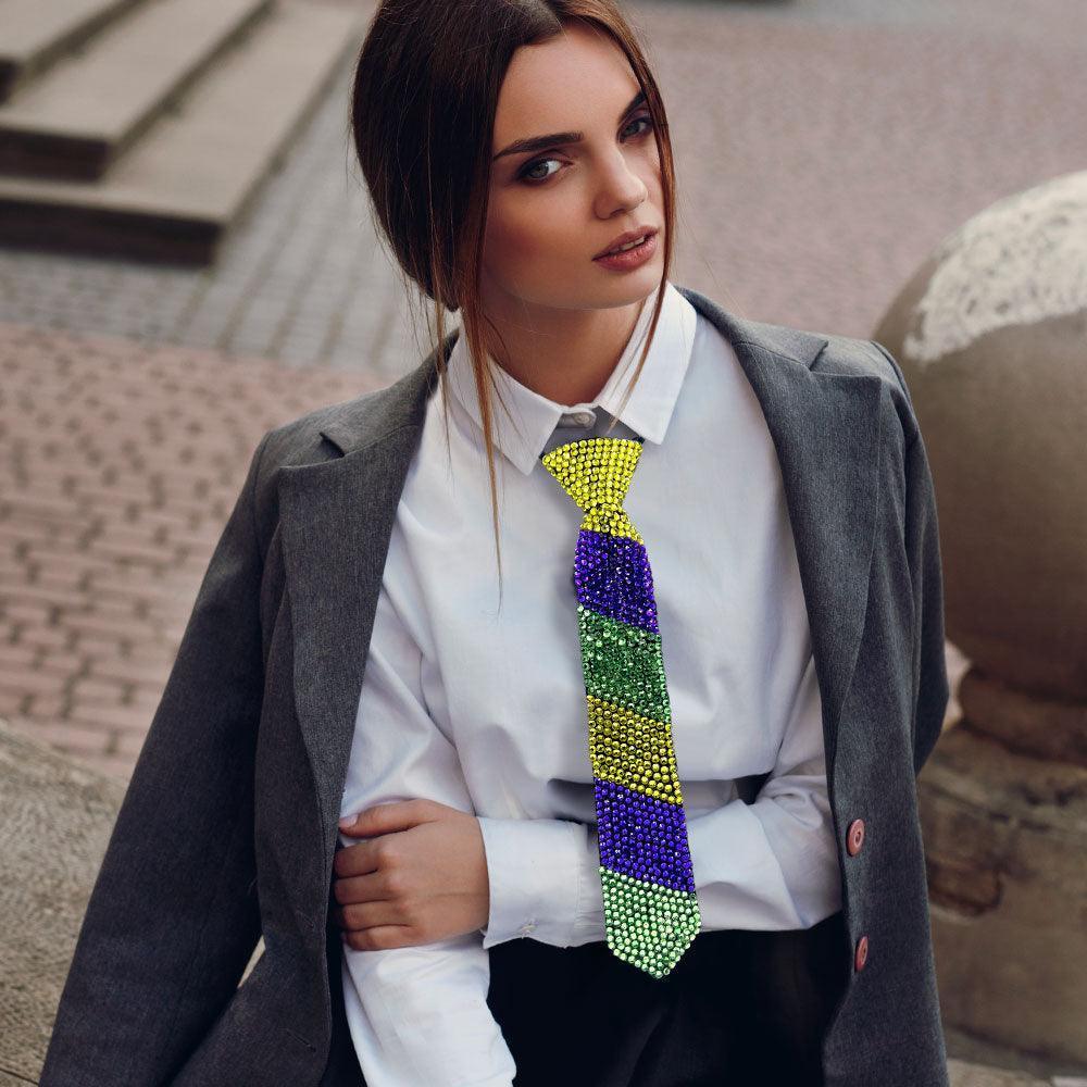 Yellow Mardi Gras Bling Neck Tie Necklace - Jewelry Store by Erik Rayo