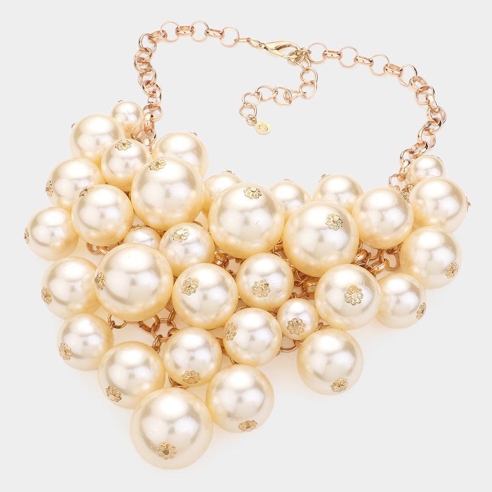 Cream Chunky Pearl Bib Necklace - Jewelry Store by Erik Rayo