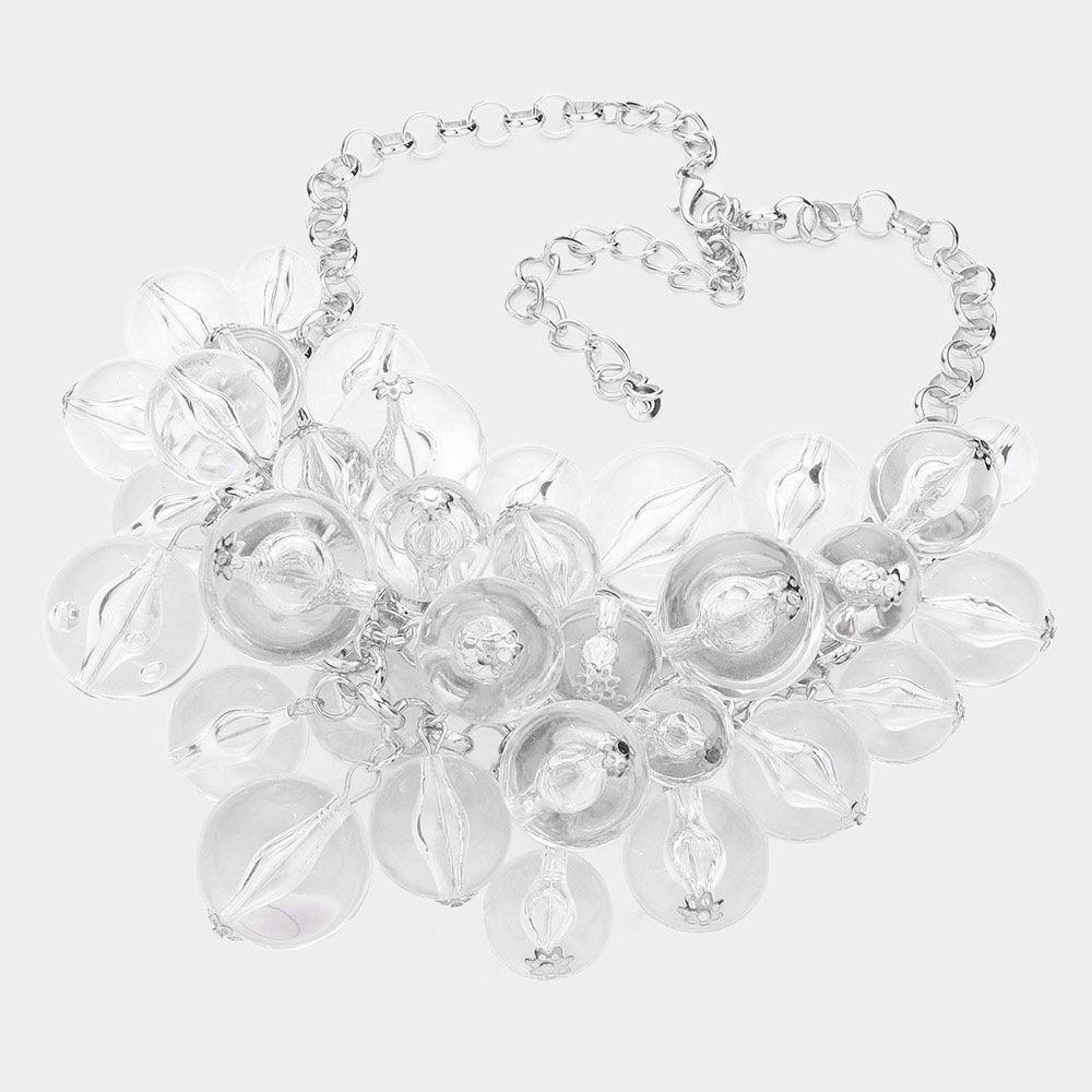 Clear Chunky Glass Beads Bib Necklace - Jewelry Store by Erik Rayo
