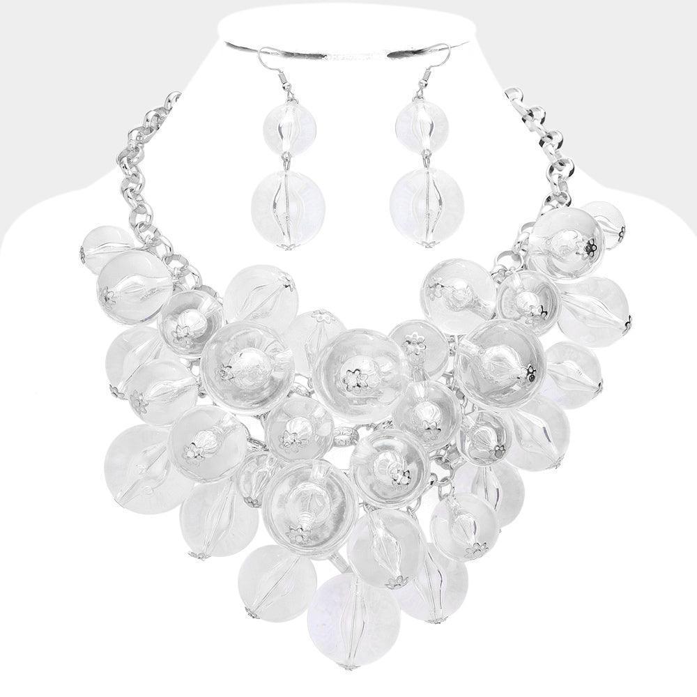 Clear Chunky Glass Beads Bib Necklace - Jewelry Store by Erik Rayo