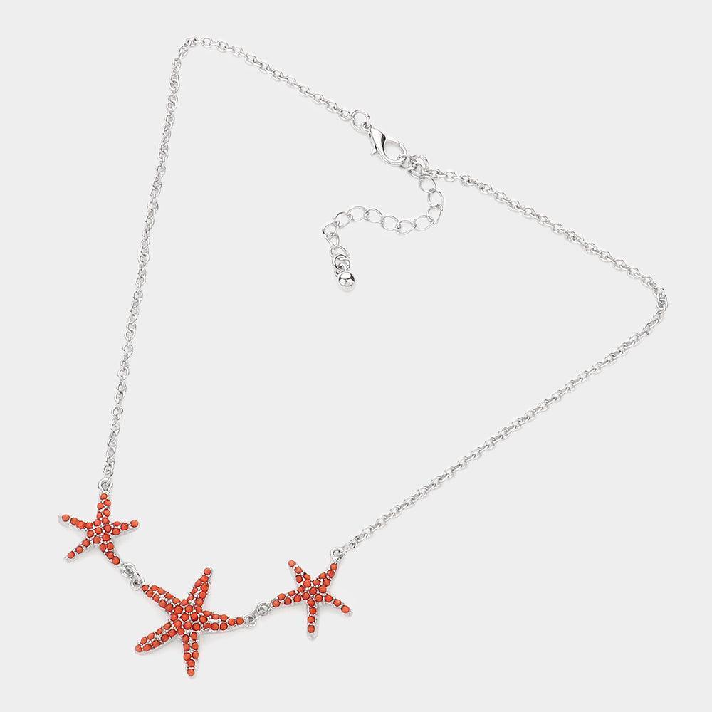 Coral Triple Starfish Necklace - Jewelry Store by Erik Rayo