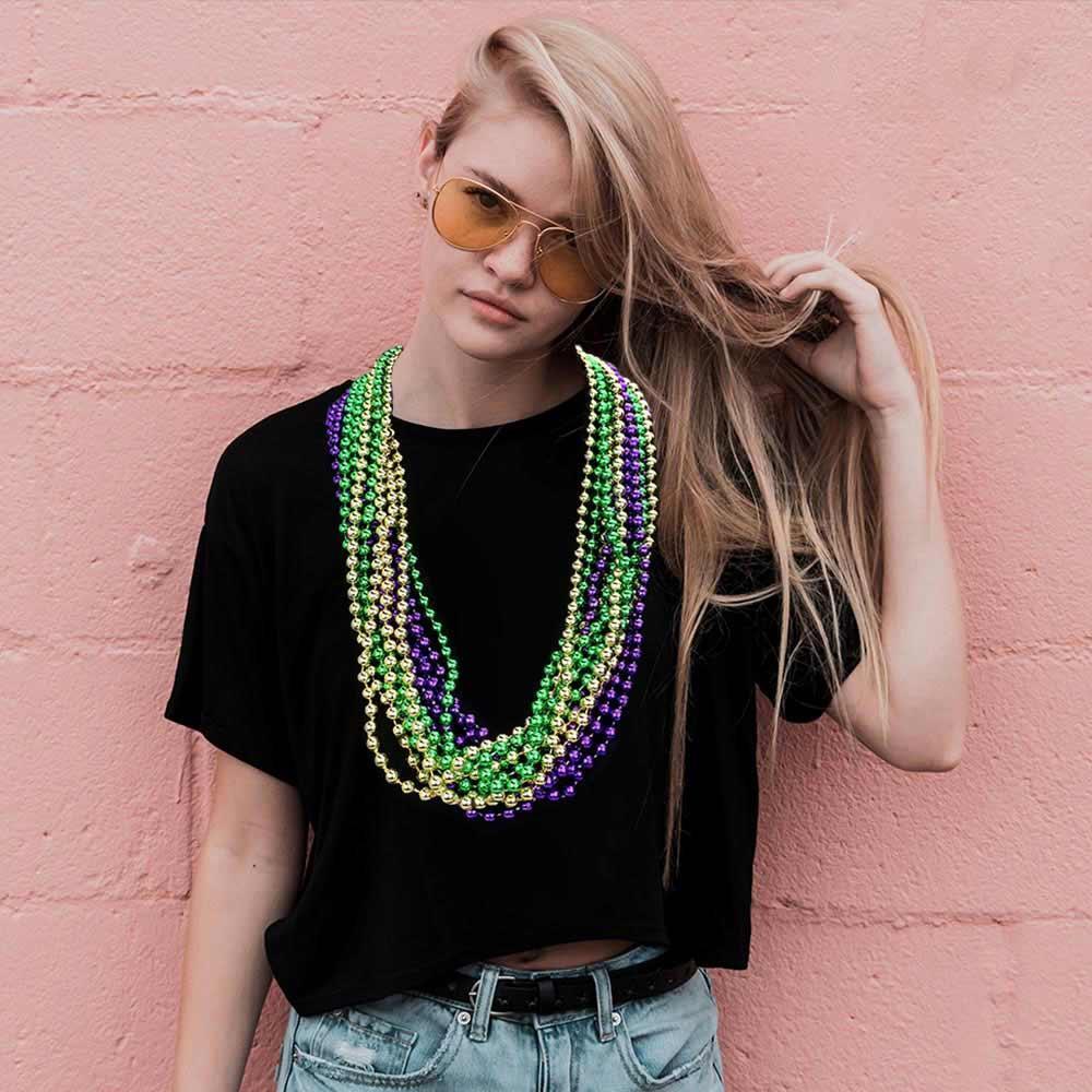 12PCS - Assorted Color Mardi Gras Beaded Necklaces - Jewelry Store by Erik Rayo