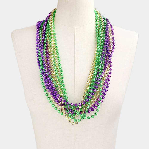 12PCS - Assorted Color Mardi Gras Beaded Necklaces - Jewelry Store by Erik Rayo