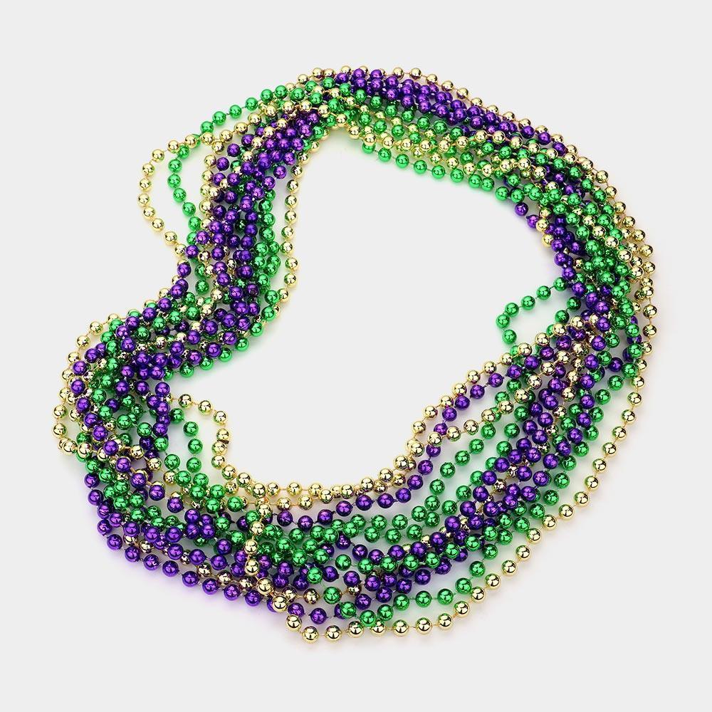 12PCS - Assorted Color Mardi Gras Beaded Necklaces - Jewelry Store by Erik Rayo