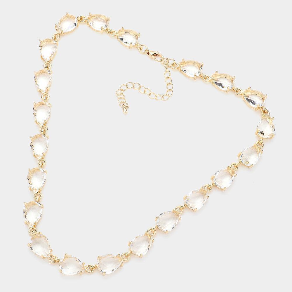 Clear Teardrop Cluster Link Necklace - Jewelry Store by Erik Rayo