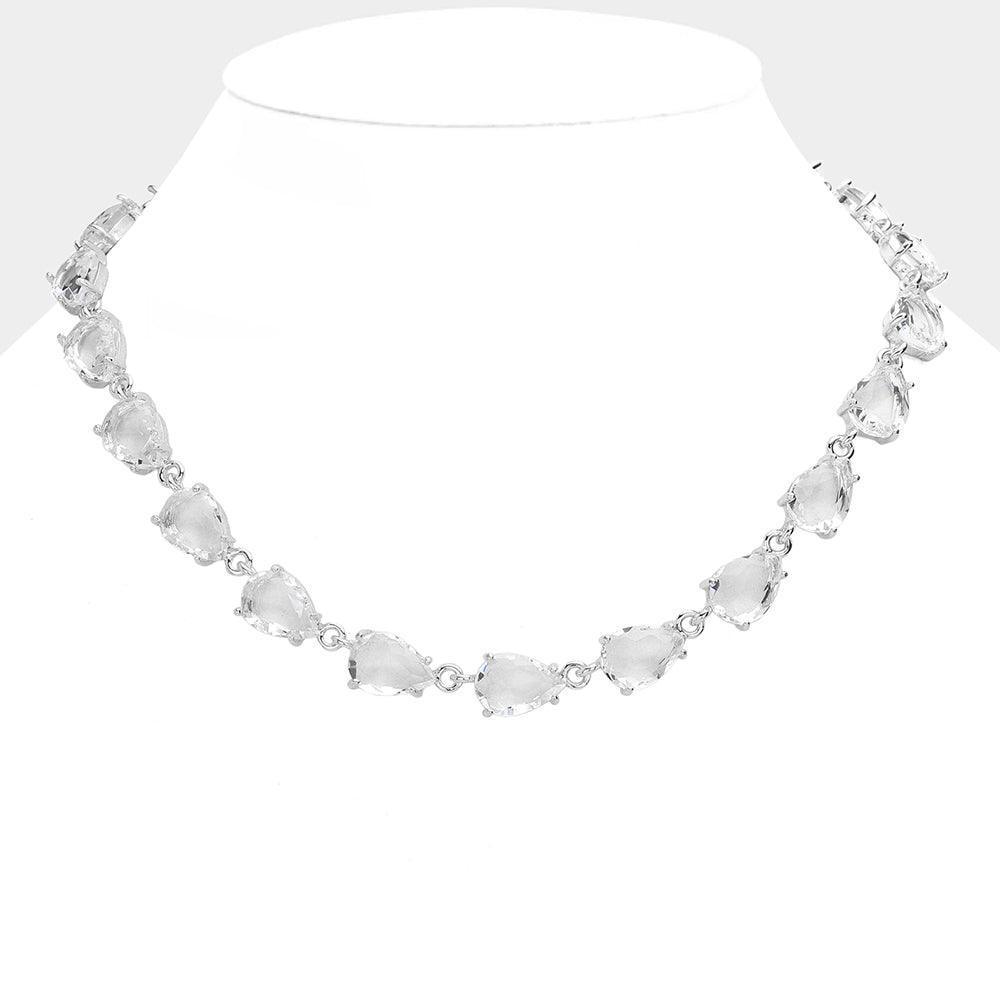 Clear Teardrop Cluster Link Necklace - Jewelry Store by Erik Rayo