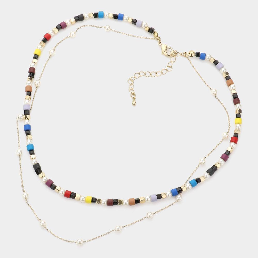 Colorful Bead Pearl Layered Necklace - Jewelry Store by Erik Rayo