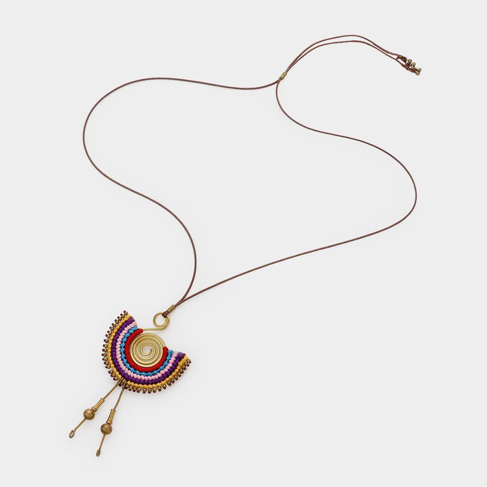 Gold Thread Coiled Fan Swirl Metal Wire Drop Necklace - Jewelry Store by Erik Rayo