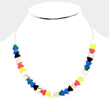 Load image into Gallery viewer, Gold 
Colorful Triangle Wood Bead Necklace
