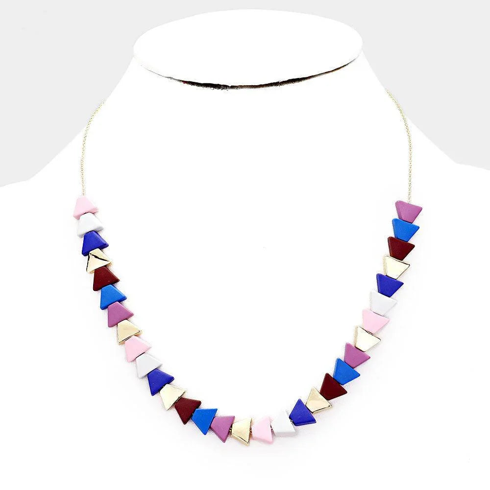 Purple 
Colorful Triangle Wood Bead Necklace - Jewelry Store by Erik Rayo