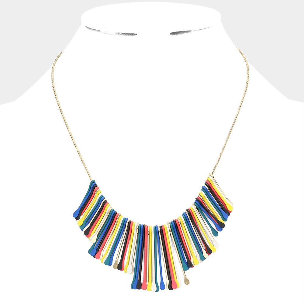 Gold Multi Color Statement Collar Necklace