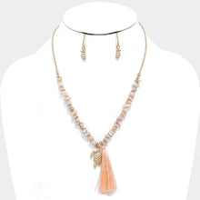 Load image into Gallery viewer, Peach Thread tassel &amp; turtle charm natural stone beaded necklace
