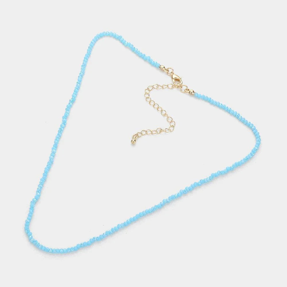 Blue Faceted Beaded Necklace