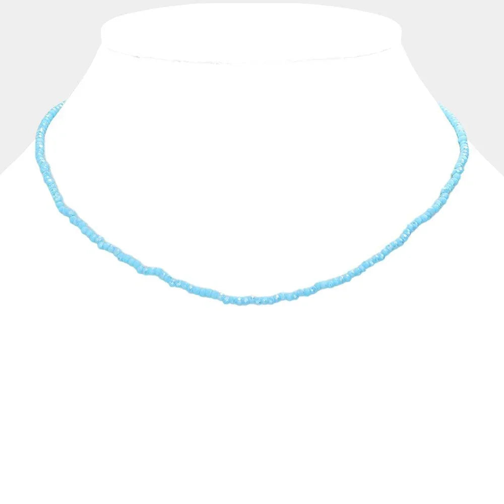Blue Faceted Beaded Necklace