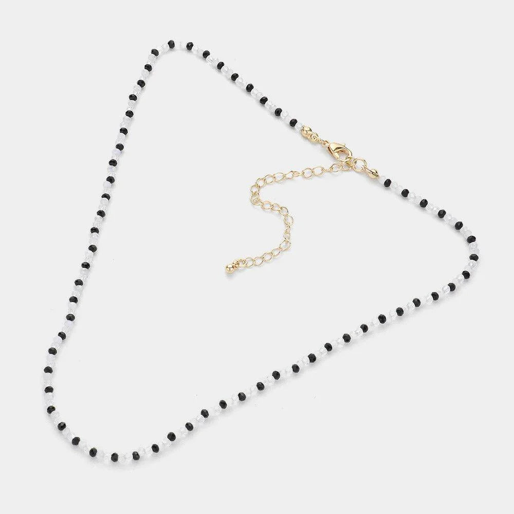 White Faceted Beaded Necklace - Jewelry Store by Erik Rayo