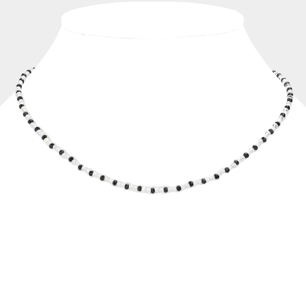 White Faceted Beaded Necklace