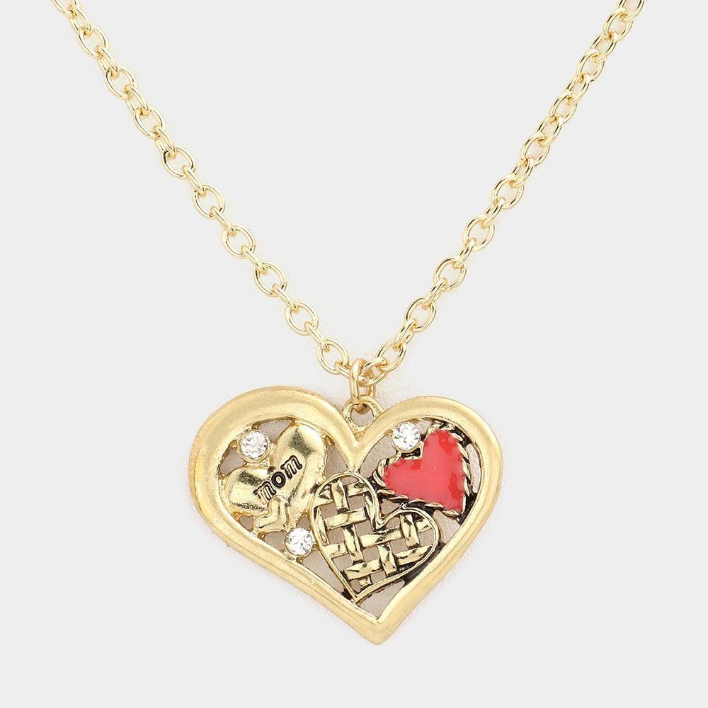 Red Heart Collage Pendant Necklace - Jewelry Store by Erik Rayo