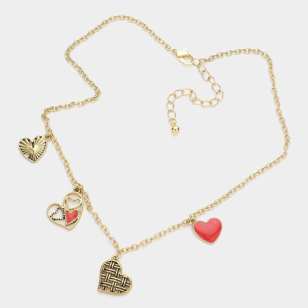 Gold Heart Collage Collar Necklace - Jewelry Store by Erik Rayo