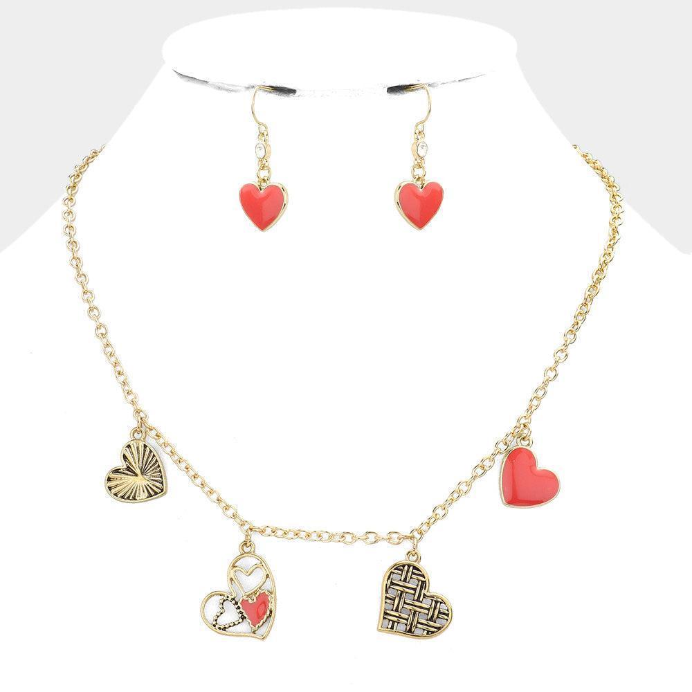 Gold Heart Collage Collar Necklace - Jewelry Store by Erik Rayo