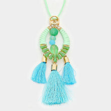 Load image into Gallery viewer, Tassel &amp; Crystal Amulet Suede Necklace
