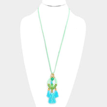 Load image into Gallery viewer, Tassel &amp; Crystal Amulet Suede Necklace
