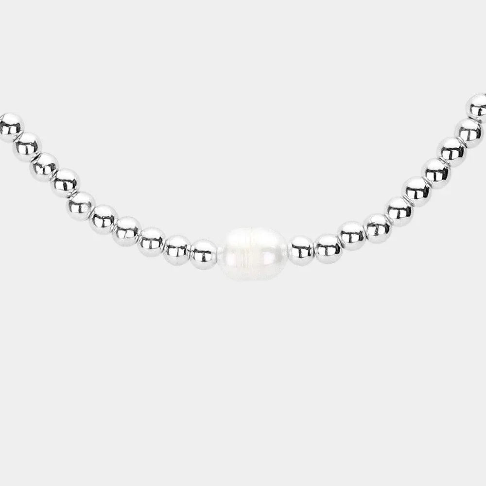 Freshwater Pearl Accented Metal Ball Necklace - Jewelry Store by Erik Rayo