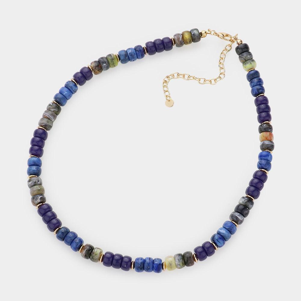 Blue Chunky Beaded Necklace - Jewelry Store by Erik Rayo