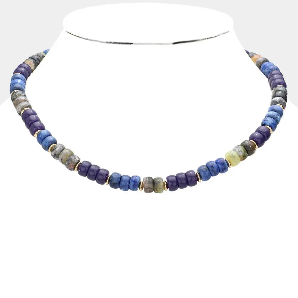 Blue Chunky Beaded Necklace - Jewelry Store by Erik Rayo