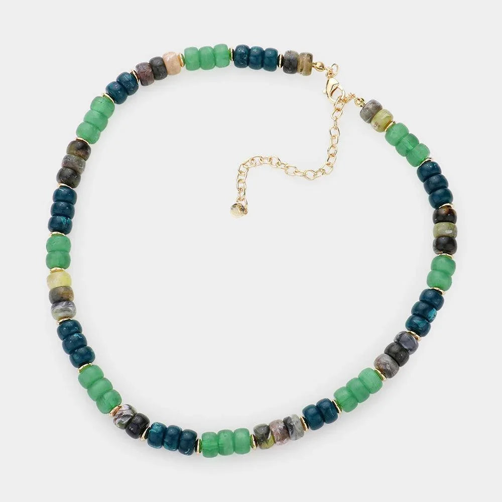 Green Chunky Beaded Necklace - Jewelry Store by Erik Rayo