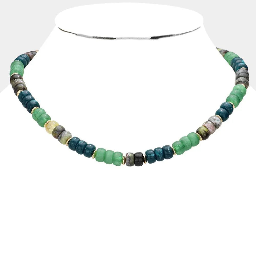 Green Chunky Beaded Necklace - Jewelry Store by Erik Rayo