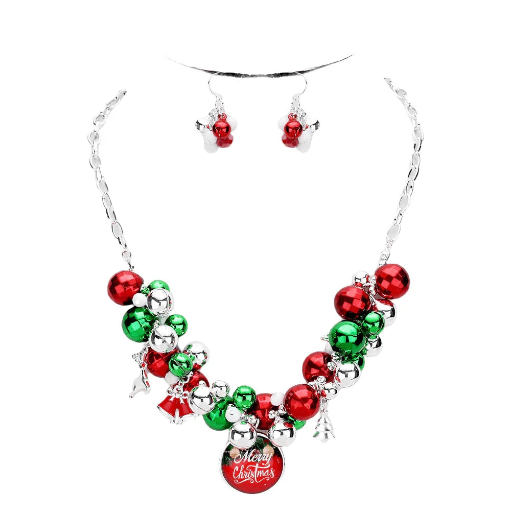 Silver 
Merry Christmas Bell Ball Collar Necklace - Jewelry Store by Erik Rayo