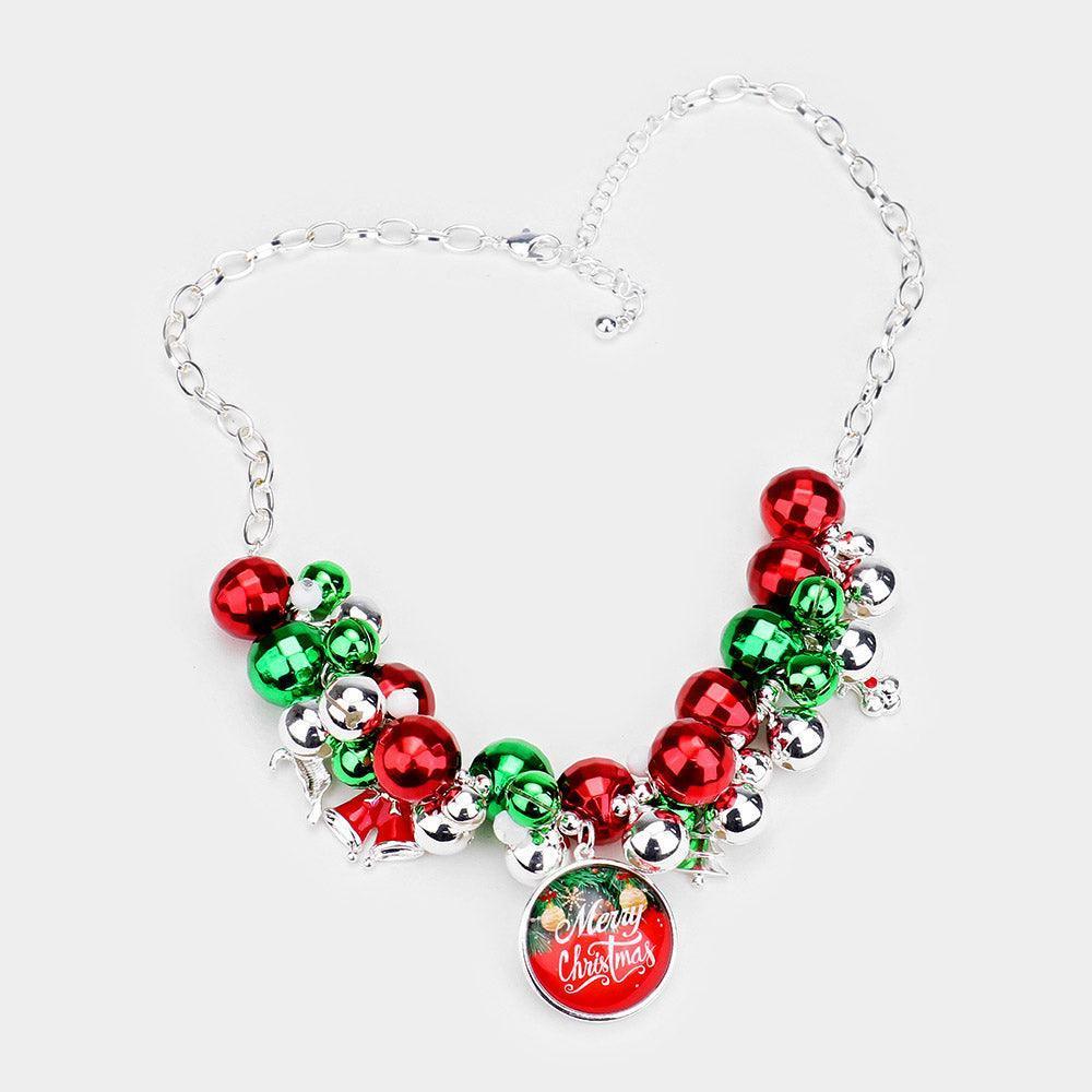 Silver 
Merry Christmas Bell Ball Collar Necklace - Jewelry Store by Erik Rayo