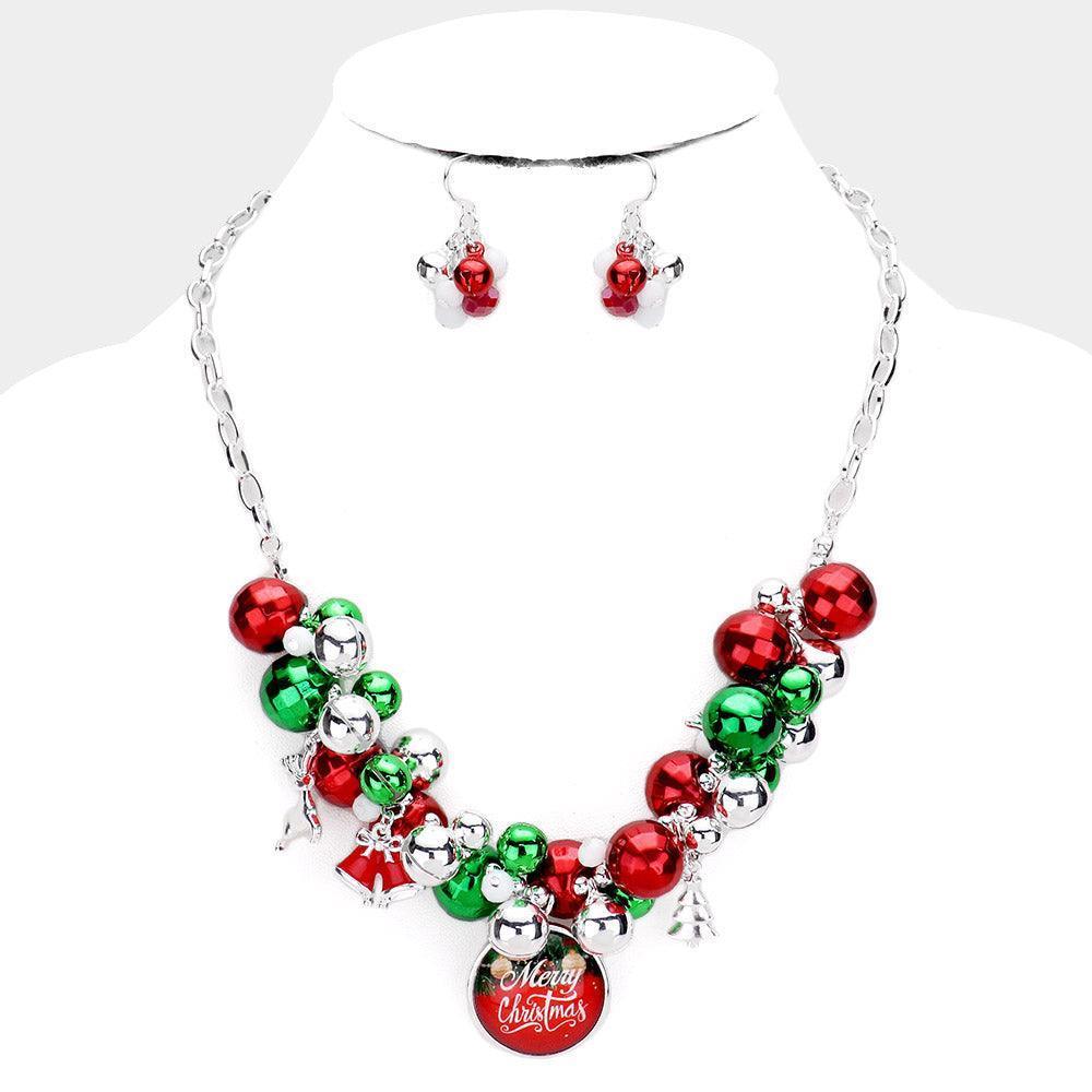Silver 
Merry Christmas Bell Ball Collar Necklace - Jewelry Store by Erik Rayo