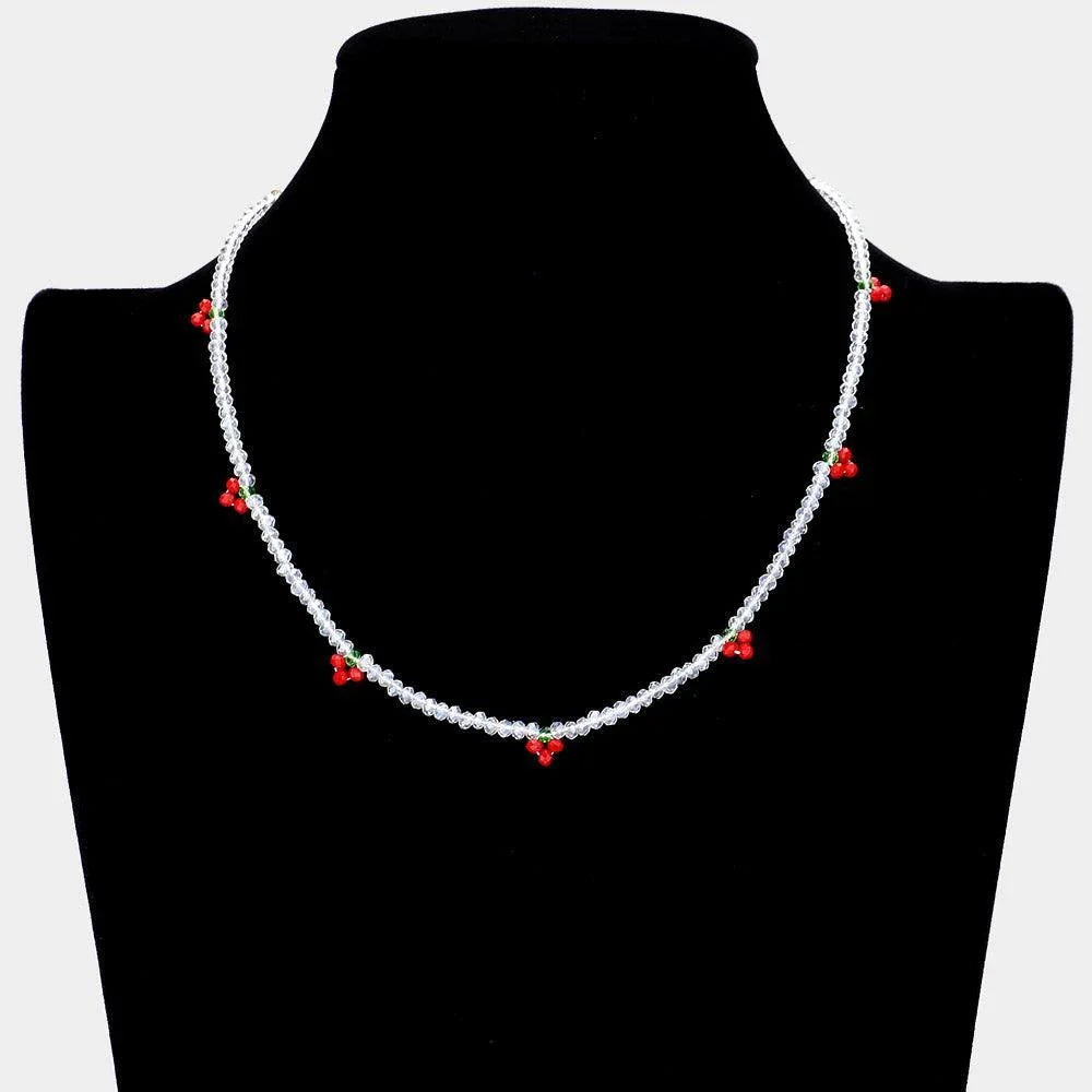 Red Faceted Beaded Necklace - Jewelry Store by Erik Rayo