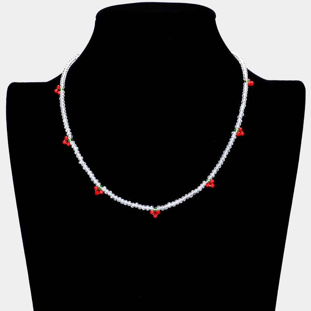 Red Faceted Beaded Necklace