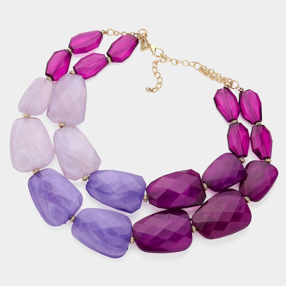 Gold Tiered Resin Pebble Necklace - Jewelry Store by Erik Rayo